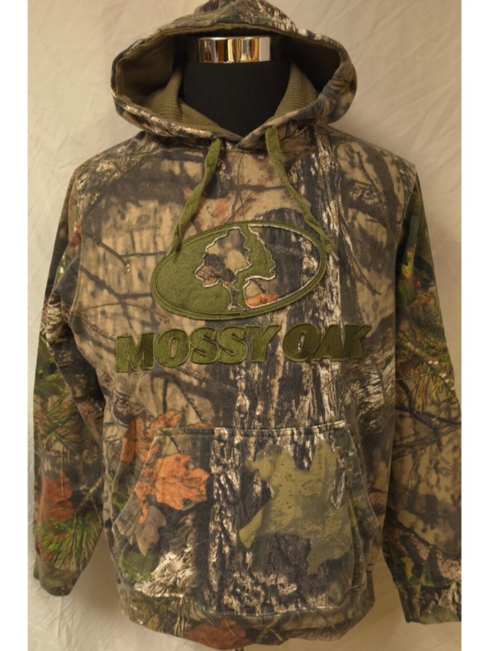 Mossy Oak Embossed Logo 3D Raised Spellout Mens Large Camo Hoodie Sweatshirt